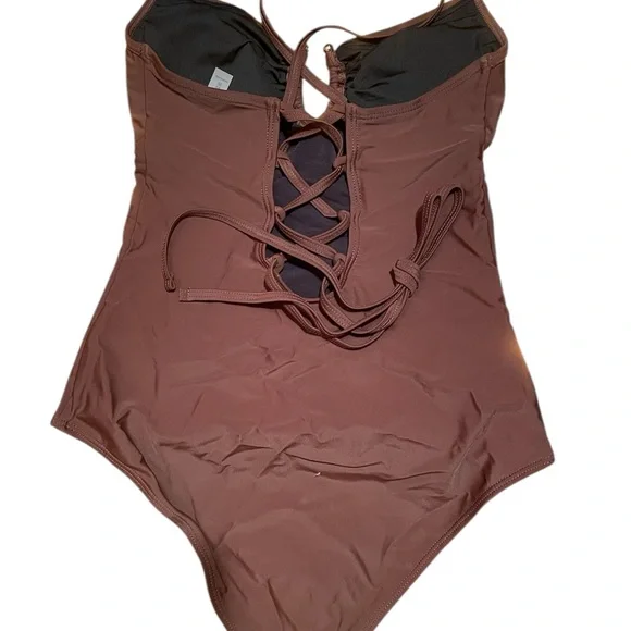 Classic Brown One-Piece Swim Suit - Women - Picture 3 of 3